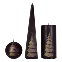 Kaarsenset aubergine met kerstboom