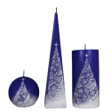 Kaarsen set blauw met kerstboom