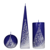 Kaarsen set blauw met kerstboom