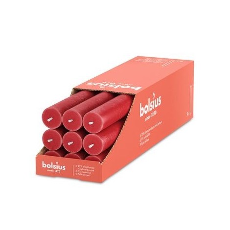 Bolsius rustieke kaarsen 9 stuks Delicate Red